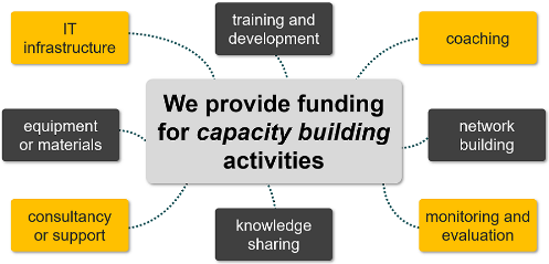 Diagram of various capacity building activities